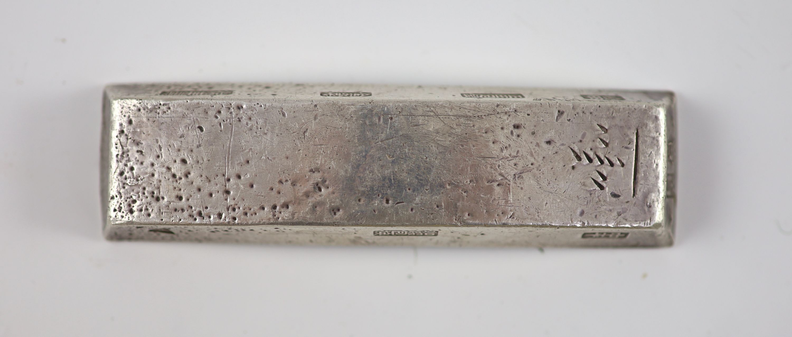 Annam (Vietnam) 10 Lang silver bar, 112mm x 30mm, 376g